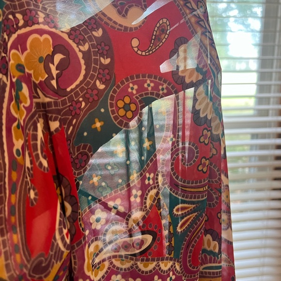 Lilypad Sheer Fringed Blouse Floral Paisley Boho Chic Size M - Picture 11 of 14